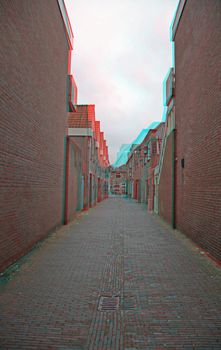 3D photo of the old Holland town.(need red-cyan anaglyph glasses)