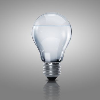 Electric light bulb with clean water inside it