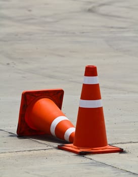 Background with traffic cone on road track