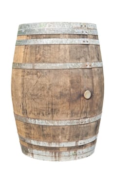 Big old wine barrel, isolated on white background