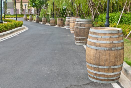 Big old wine barrels, on the street