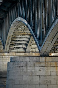 Steel grid structure of an old bridge