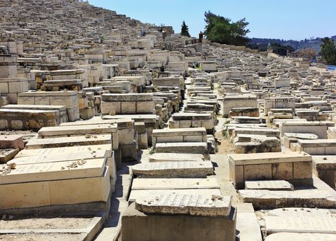 ancient Jewish cemetery on the Mount of Olives in Jerusalem, Israel