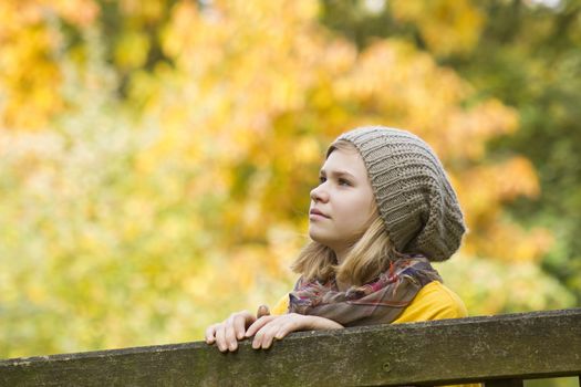 cute little girl in the autumn park