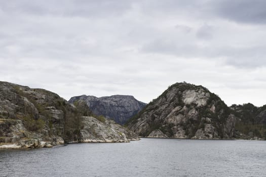 landscape in norway, europe - coastline in fjord