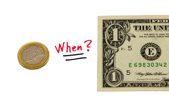 concept compare usd dollar paper and european euro coin money.