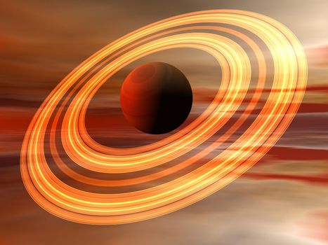 planet saturn and sky orange