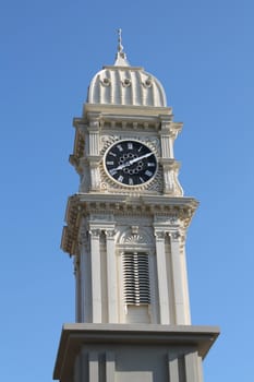 View of clock tower in downtown Dubuque, Iowa.