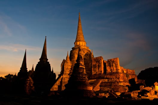 Pagoda at Wat Phra Sri Sanphet Temple  is world heritage, Ayutthaya, Thailand