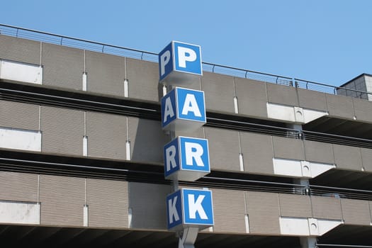 Exterior view of Parking Garage sign