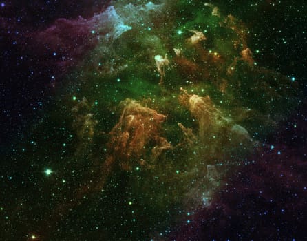 Star field in space, a nebulae and a gas congestion