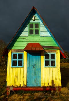 An old abandoned colorful house.