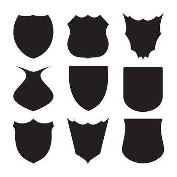 Black and white shield silhouette with 9 samples
