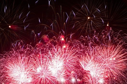 Fireworks light up the night sky during a New Year's celebration