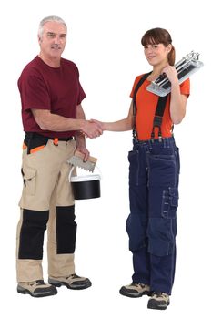 Tradespeople forming a partnership