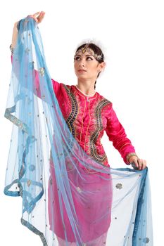 Young girl in the Indian national costume
