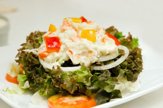 Mashed potatoes  with fresh vegetable salad
