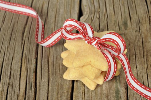 Star shaped cookies with red ribbon