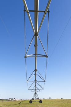 Irrigation pivot resting in a grass field of Alentejo, Portugal