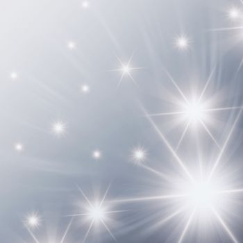 christmas background, abstract shining stars with white rays lights