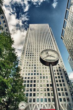 Canary Wharf financial district buildings in London - UK