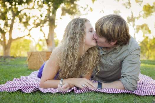 Happy Attractive Loving Couple Portrait in the Park.