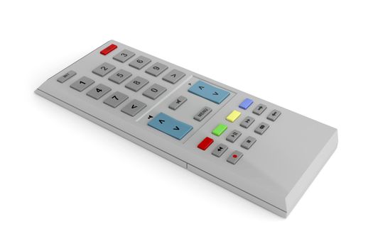 Gray remote control on white background