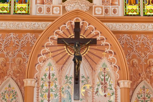 Statue of Jesus on the cross in Church.