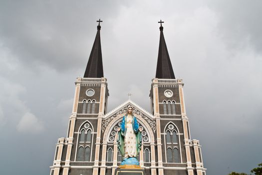 Statue front of the church, Chanthaburi Thailand.