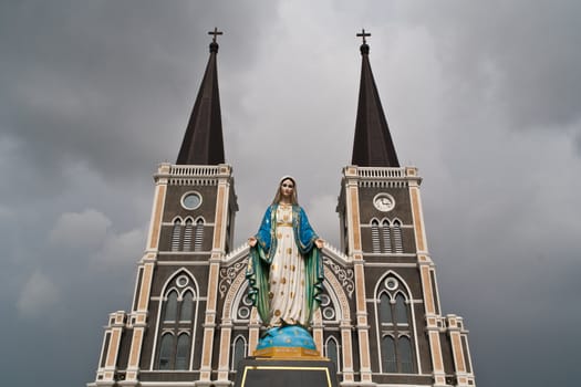 Statue front of the church, Chanthaburi Thailand.
