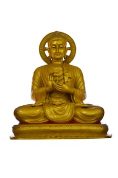 Gold Buddha statue, Chanthaburi, East Thailand. isolated.