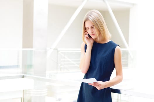 business woman holding reports , copy space