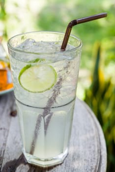 juice lemon soda mix on table in afternoon time