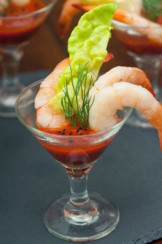 Shrimp cocktails during a party