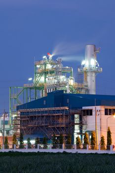 Architecture of Industry boiler in Oil Refinery Plant at dusk