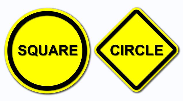 Sign of Suare and Circle on White Background