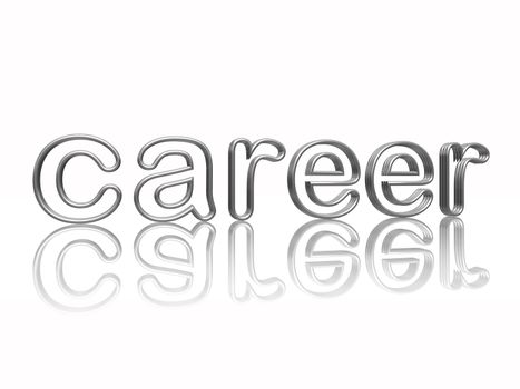 career text in 3d isolated silver metal wire letters with reflection