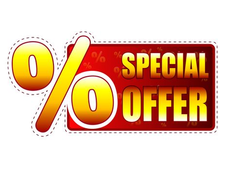 special offer - red and yellow label with text and percentage sign