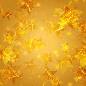 shining golden stars over beige background, abstract christmas card