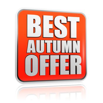best autumn offer 3d orange banner with white text, business concept