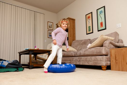 Playing and having fun in leaving room at home.