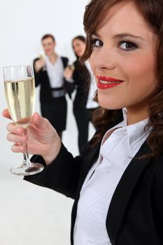 Businesswomen with champagne