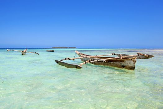 Crystal clear waters at Zanzibar beach in Tanzania