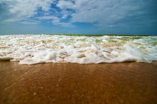 Waves from the Caribbean coming to shore.