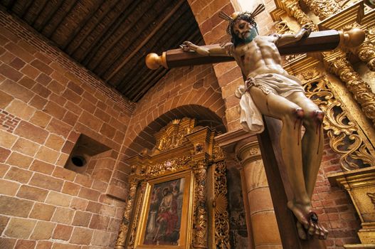 A cross with Jesus in Barichara, Colombia