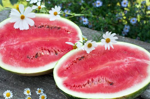 Appetizing ripe watermelon on the table