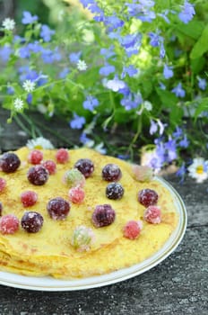 Delicious homemade pancakes with berries