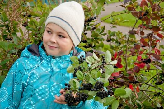 A boy with a sprig of Aronia