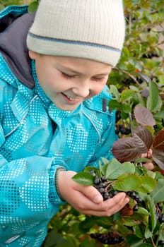 A boy with a sprig of Aronia