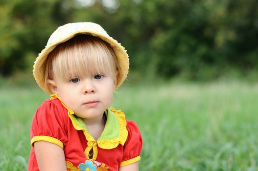 Little girl 2.5 years in nature